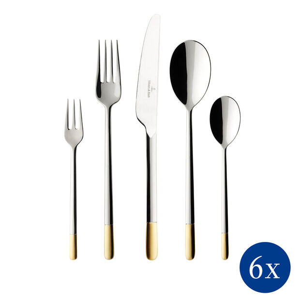 30-PC Ella P. Gold Cutlery Set