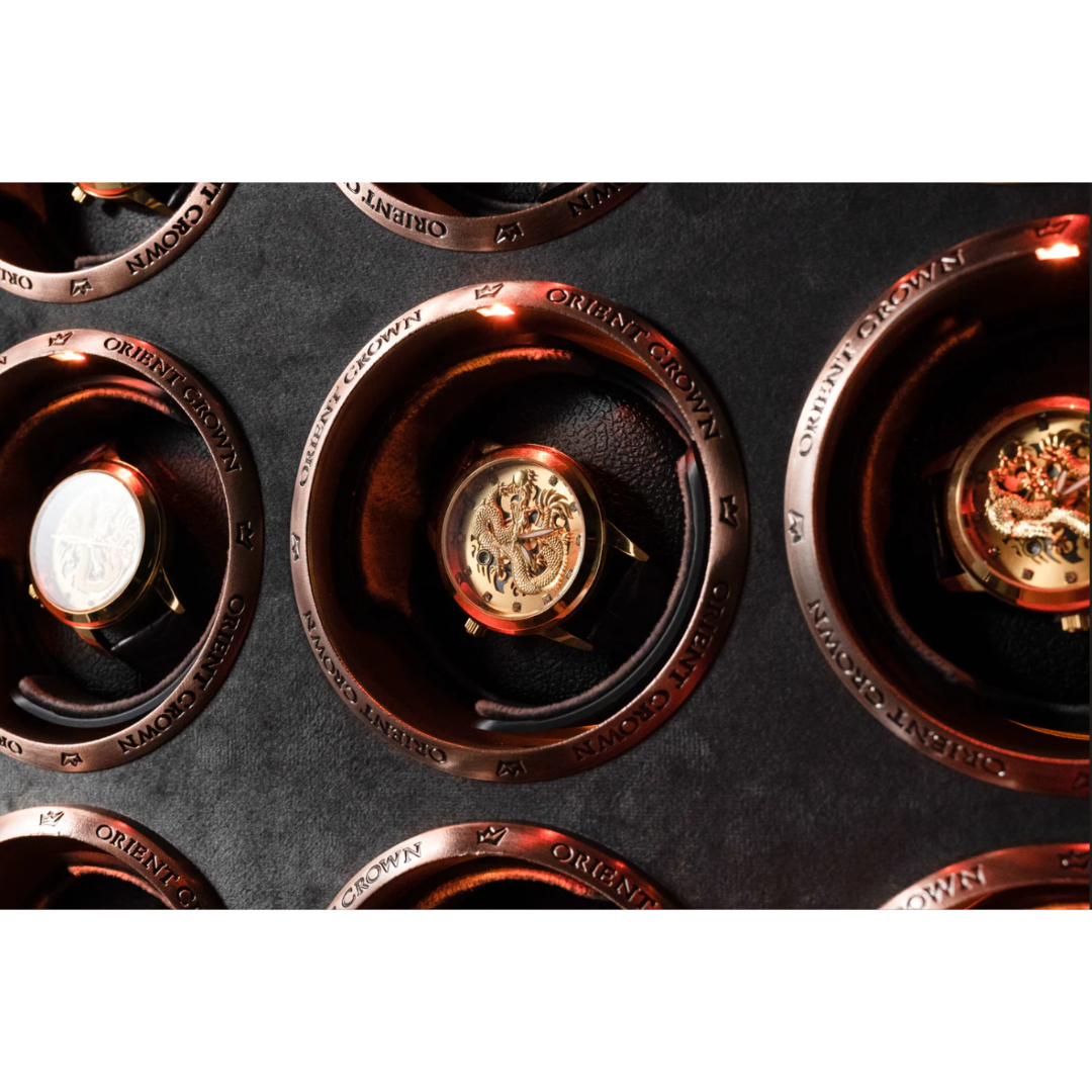 12 piece Watch Winder with 2 Drawers, Black
