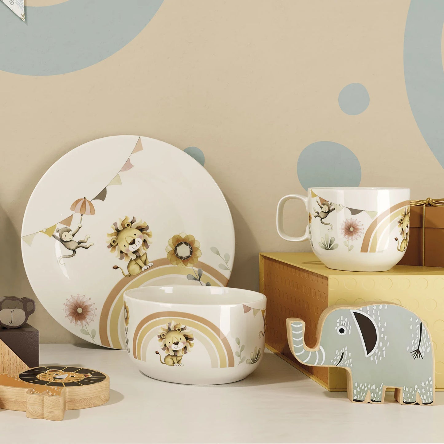 Roar Like a Lion Children’s crockery set, 3pcs