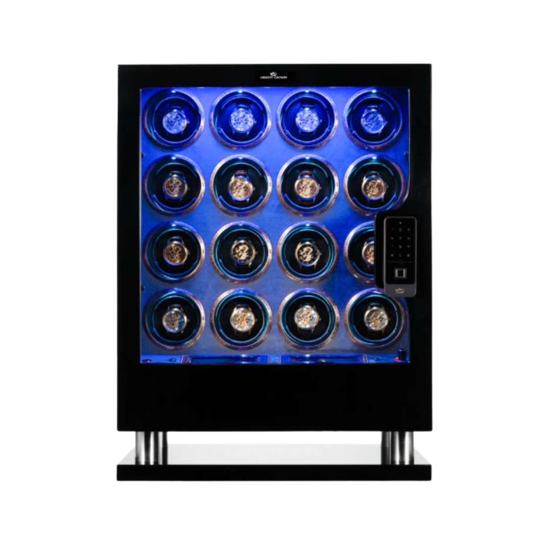16 Piece Watch Winder with 1 Drawer, Black