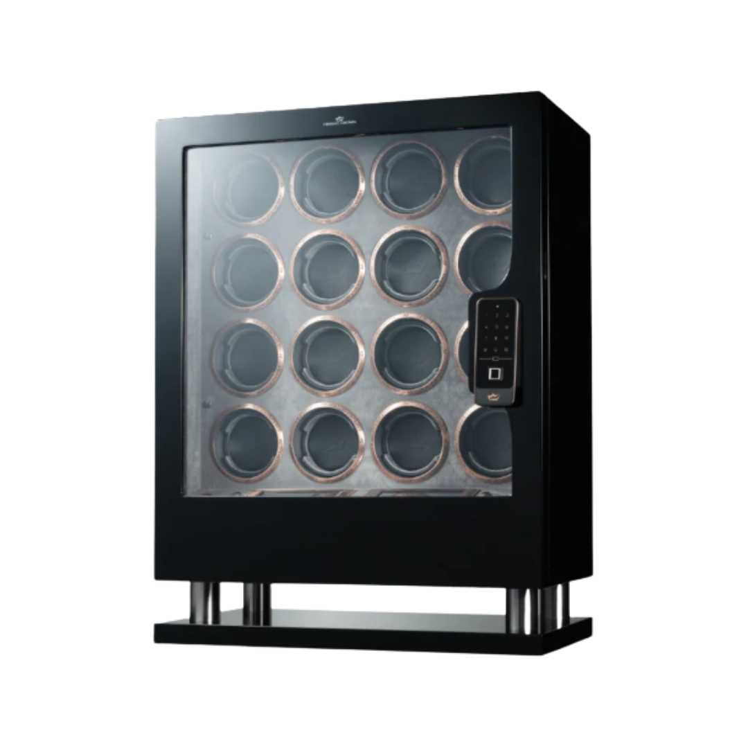 16 Piece Watch Winder with 1 Drawer, Black