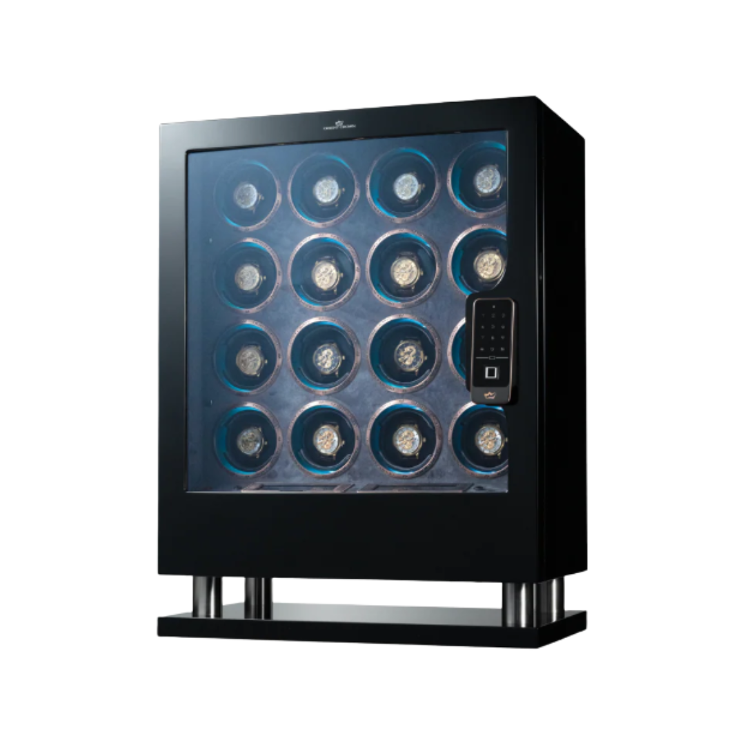 16 Piece Watch Winder with 1 Drawer, Black