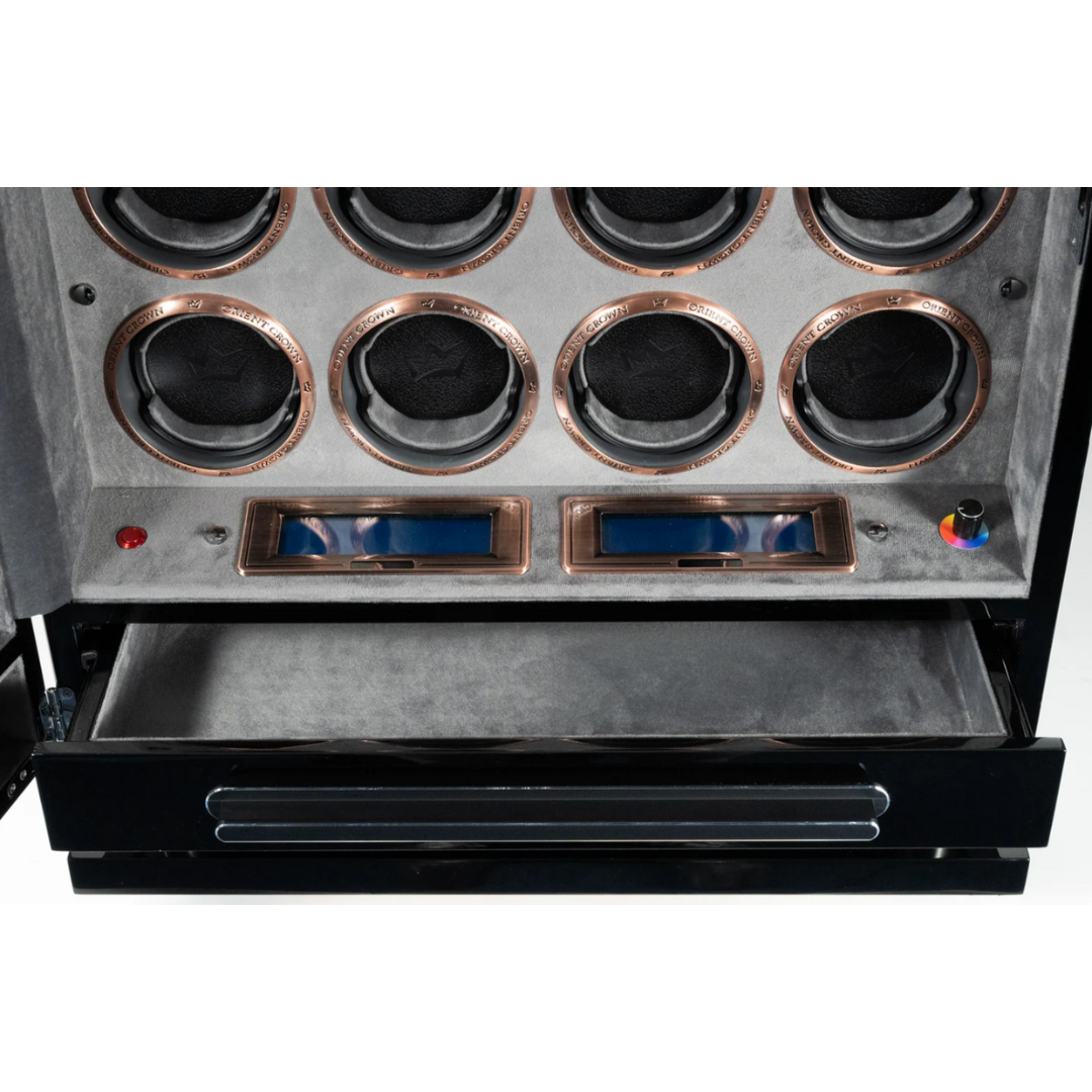 16 Piece Watch Winder with 1 Drawer, Black