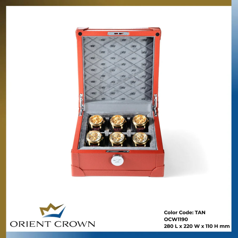 6 Piece Watch Box ,Tan