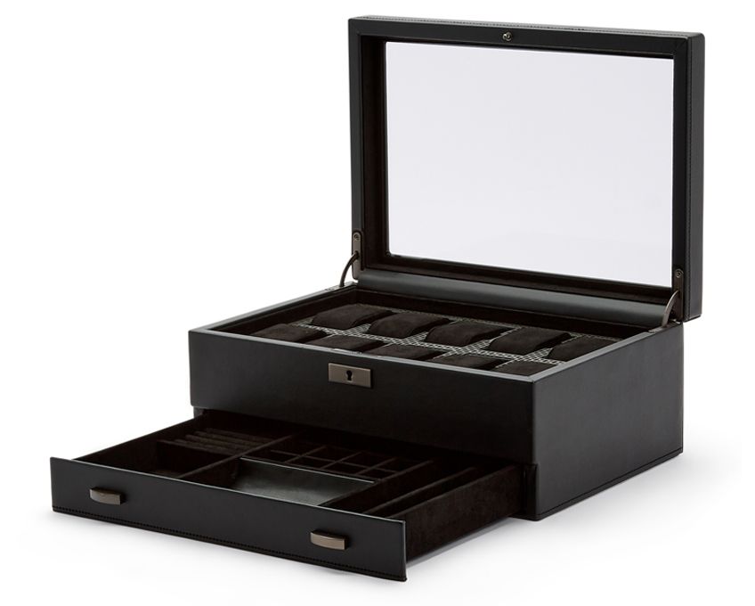 Axis 10 piece Watch Box with Drawer, Powder Coat