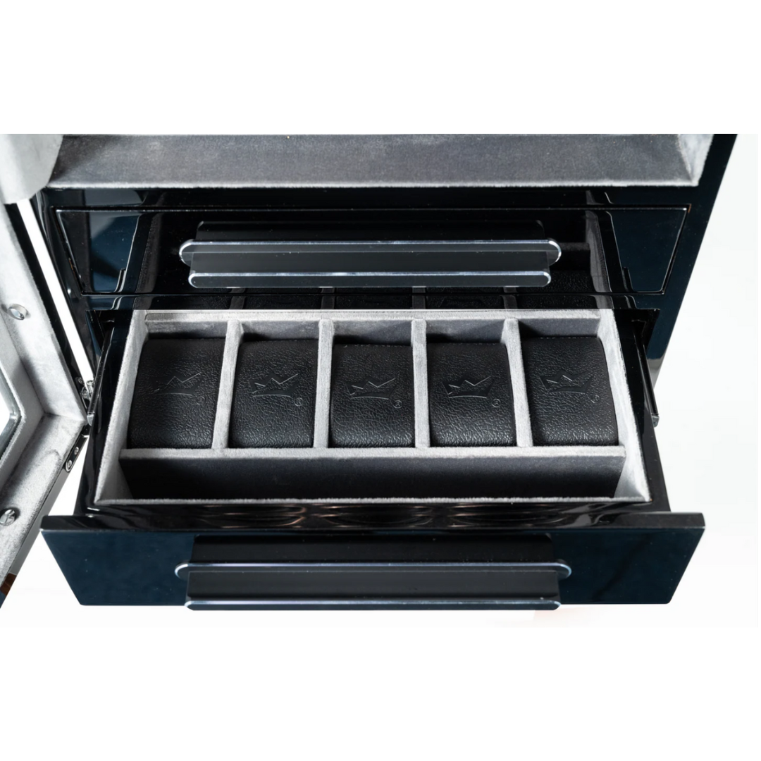 9 Piece Watch Winder with 2 Drawers, Black