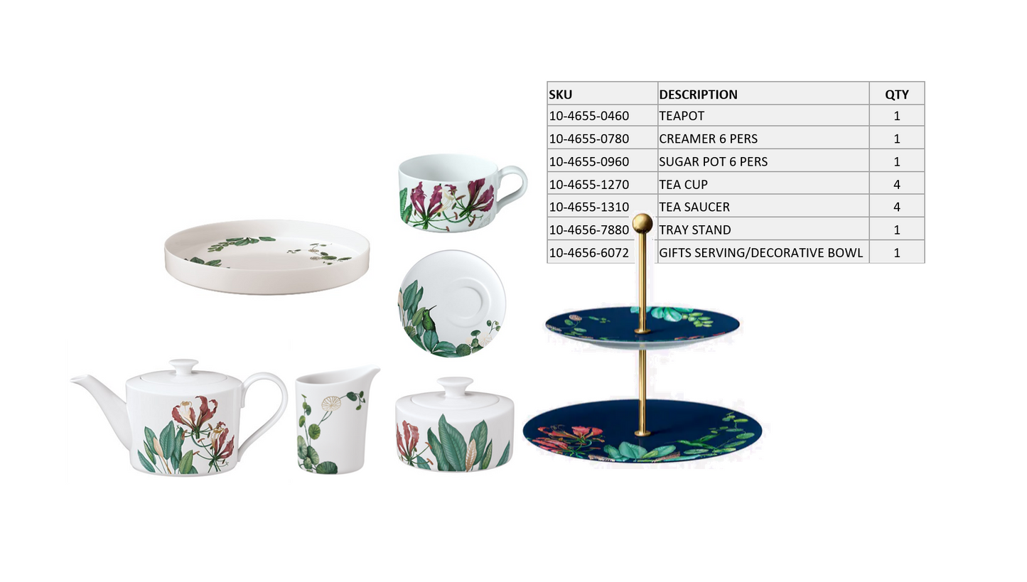 Avarua Coffee/Tea Set w/ Tray Stand & Decorative Tray