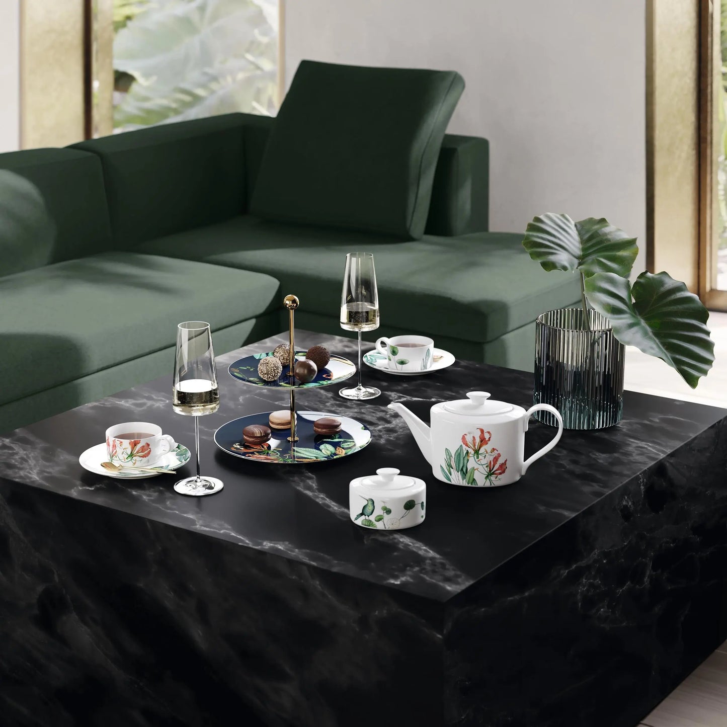 Avarua Coffee/Tea Set w/ Tray Stand & Decorative Tray