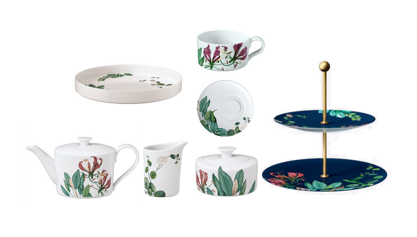 Avarua Coffee/Tea Set w/ Tray Stand & Decorative Tray