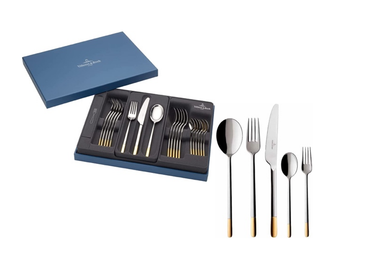 30-PC Ella P. Gold Cutlery Set