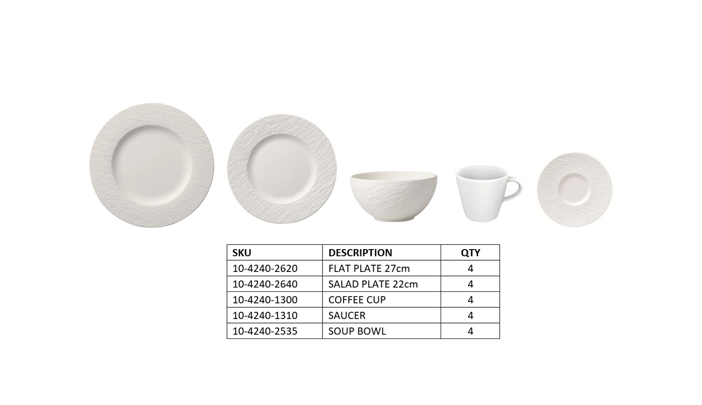 Manufacture Rock Blanc 4 Piece Dinnerware Set
