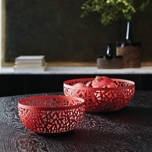 Cactus Fruit Bowl, Red and White, 21 cm