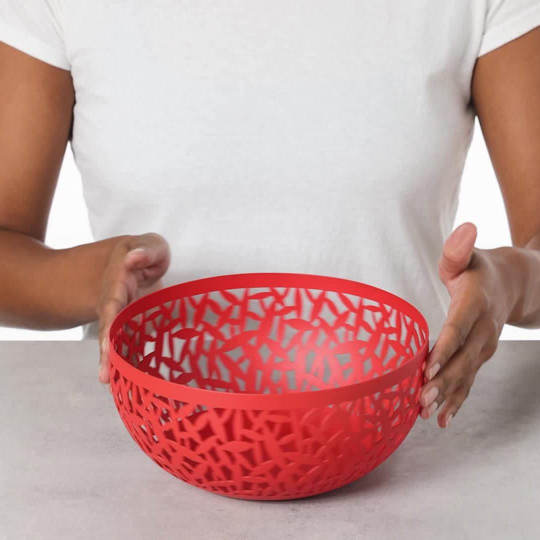 Cactus Fruit Bowl, Red and White, 21 cm