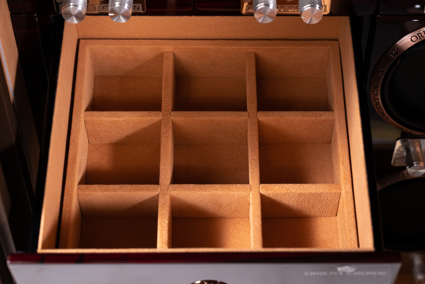 5 Piece Watch Winder with 2 Drawers, Orange
