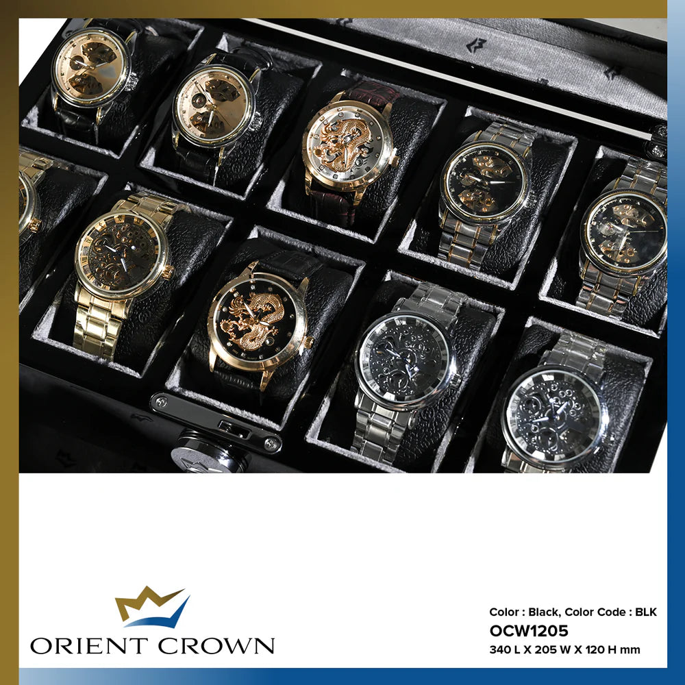 10 Piece Watch Box w/ 1 Drawer, Black
