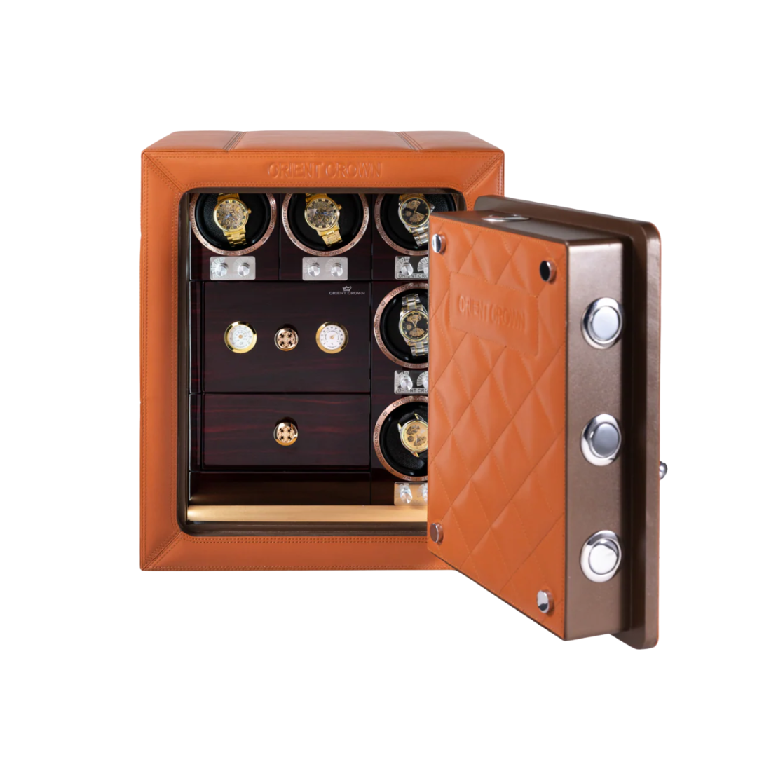 (PRE ORDER) 5 Piece Watch Winder with 2 Drawers, (colour may vary)