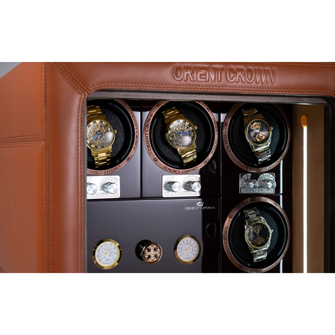(PRE ORDER) 5 Piece Watch Winder with 2 Drawers, (colour may vary)