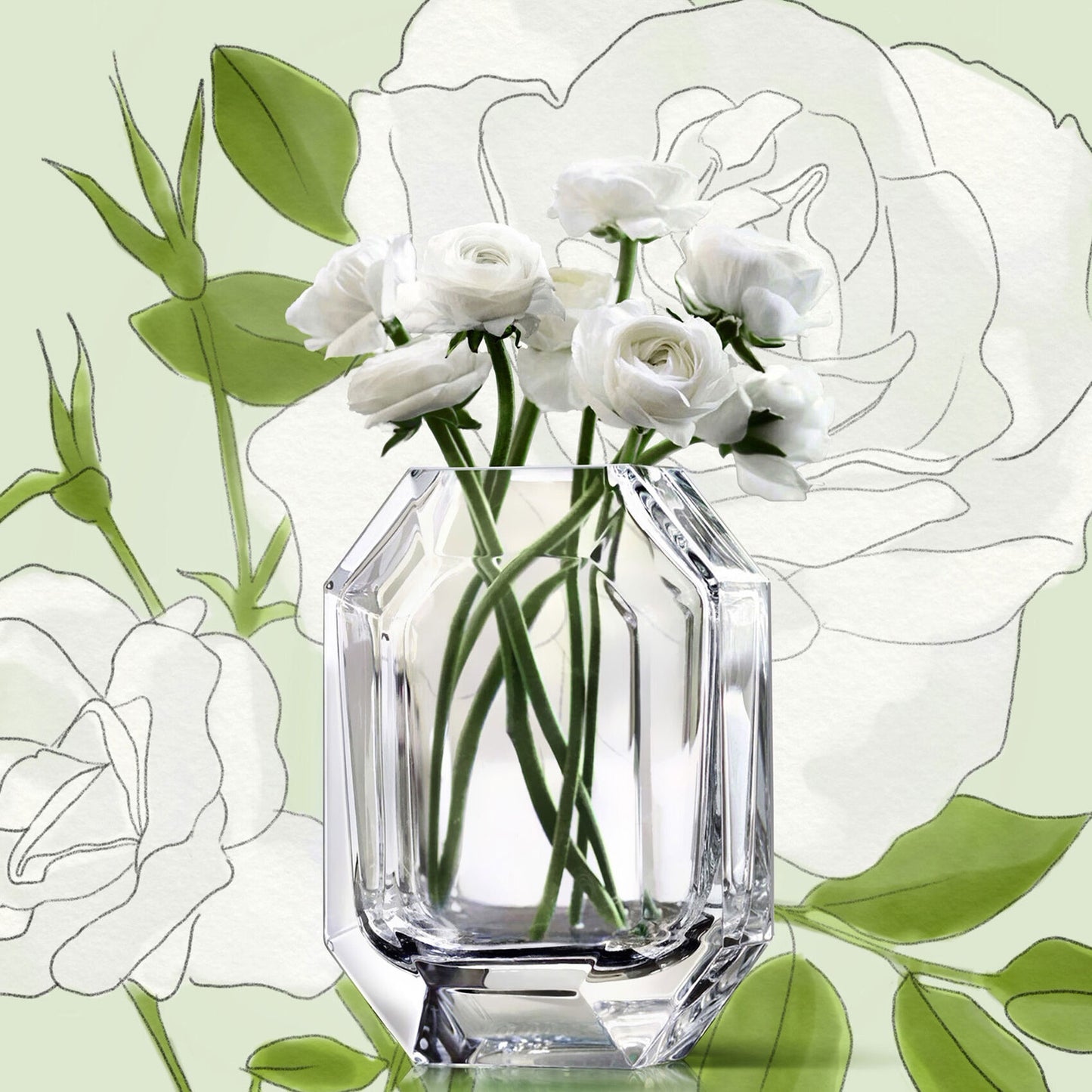 Octogone Vase, Clear