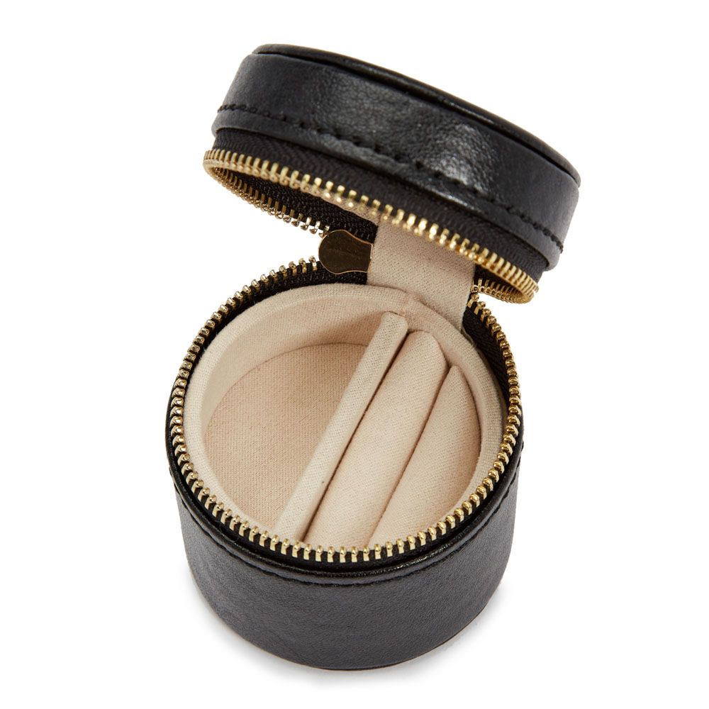 Palermo Double Watch Roll With Jewelry Pouch, Black