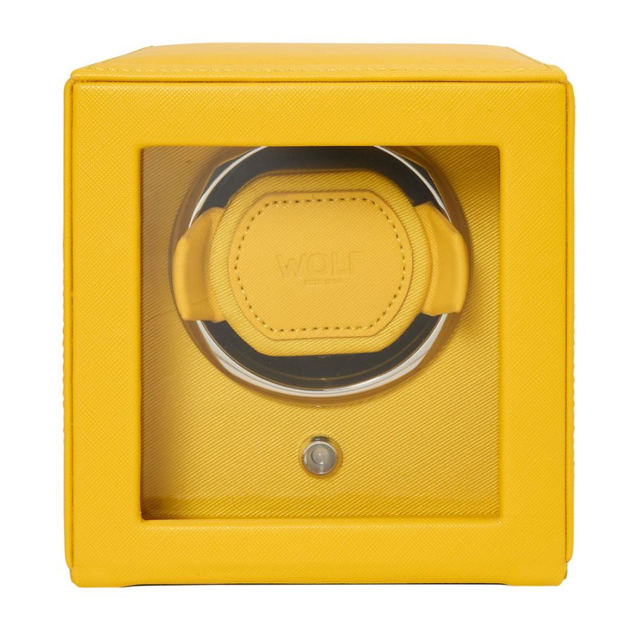 Cub Single Watch Winder With Cover, Yellow