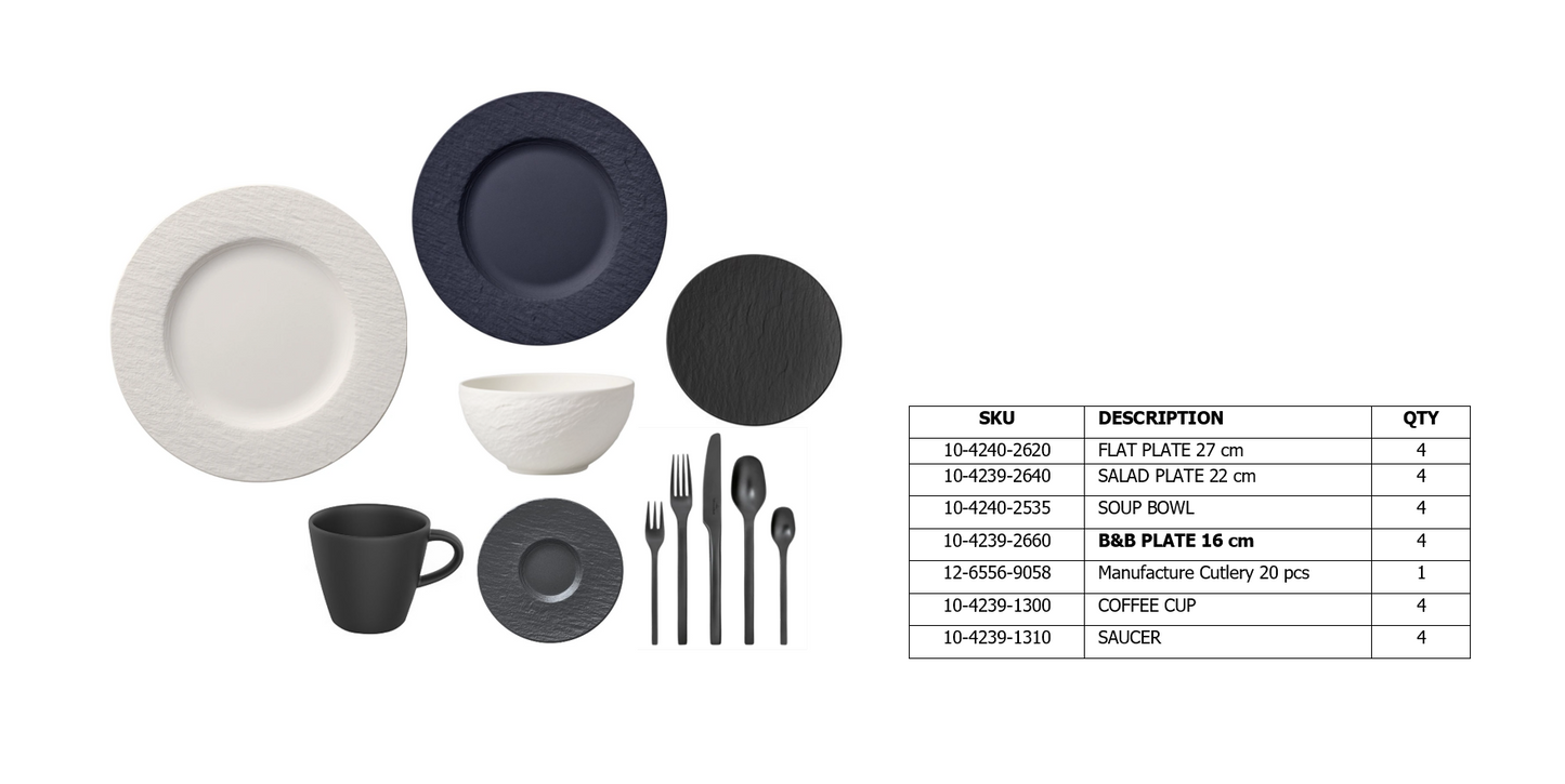 Manufacture Rock/Blanc 4 Piece Dinnerware Set w/ Cutlery