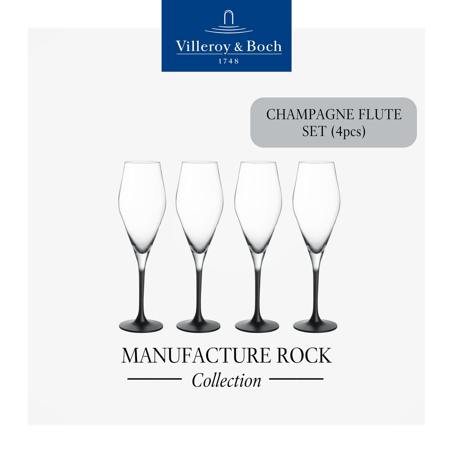 Manufacture Rock Champagne Glass,  x4