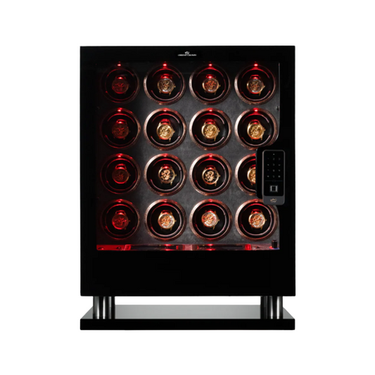 16 Piece Watch Winder with 1 Drawer, Black
