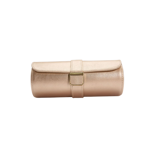 Palermo Double Watch Roll With Jewelry Pouch, Rose Gold