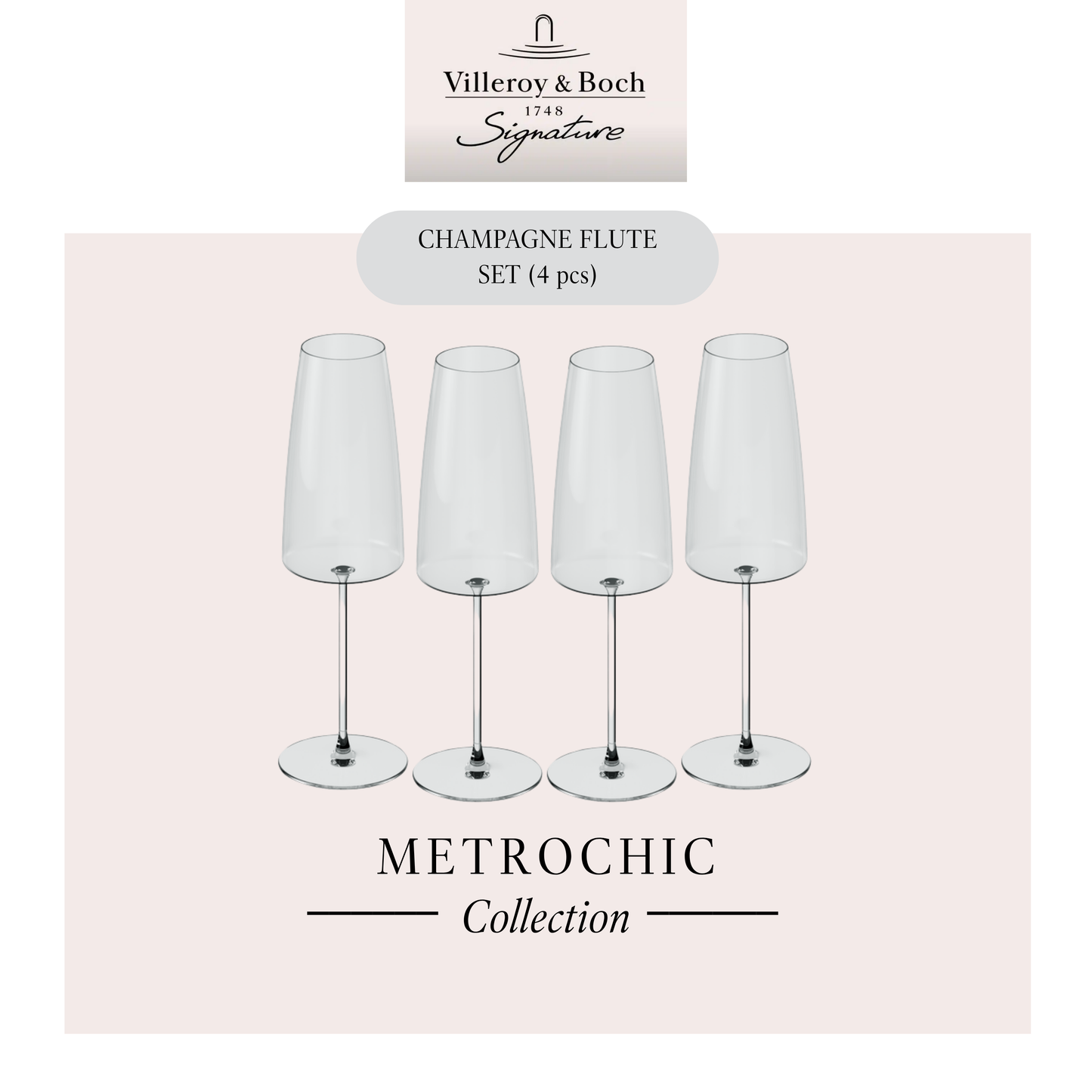 MetroChic Champagne flute, x4
