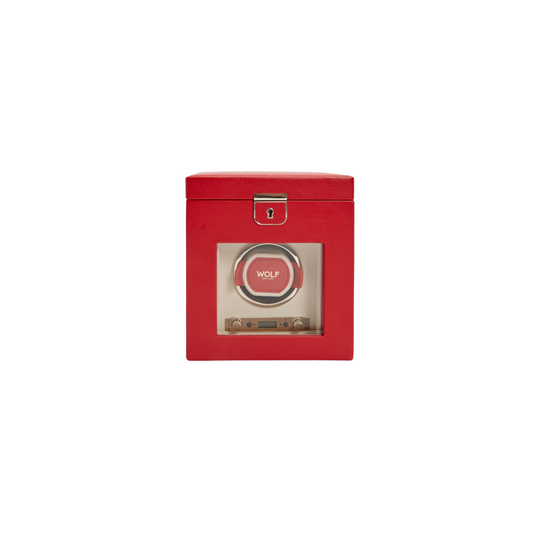 Palermo Single Watch Winder With Jewelry Storage, Red