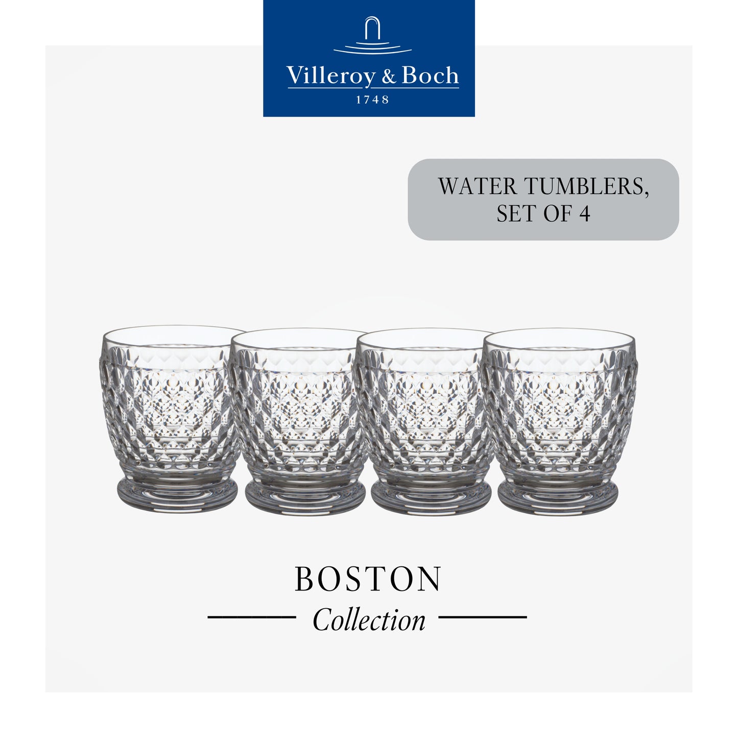 Boston Tumbler Clear, Box of 4