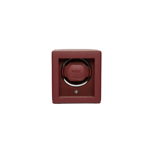 Cub Single Watch Winder with Cover, Bordeaux