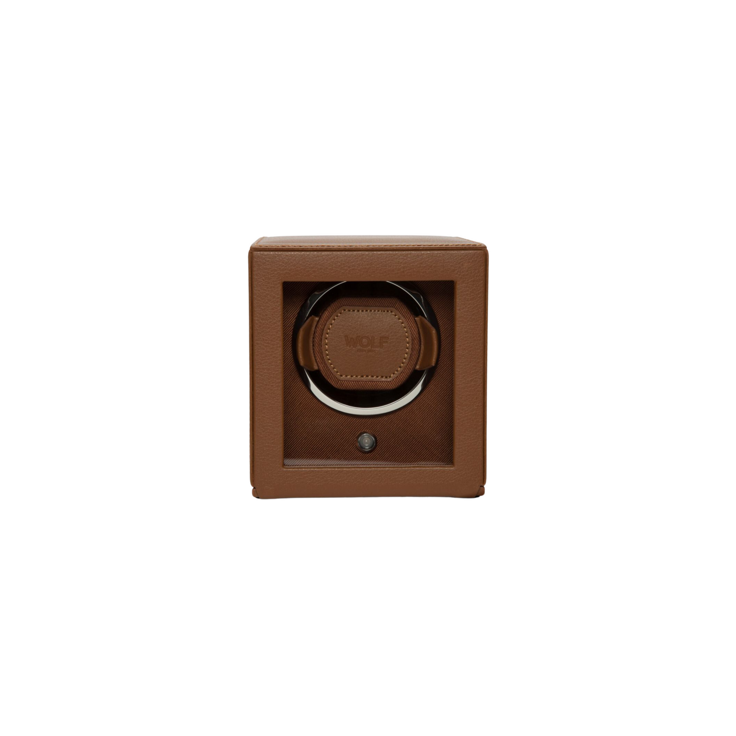 Cub Single Watch Winder with Cover, Cognac