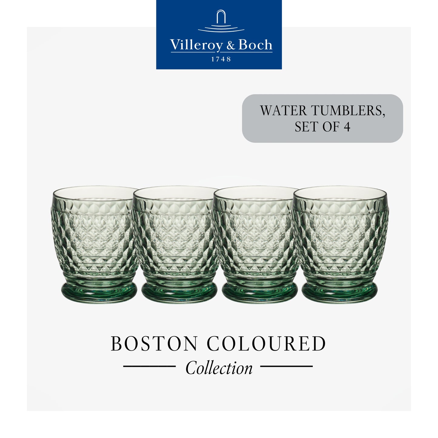 Boston  Tumbler Green, Box of 4