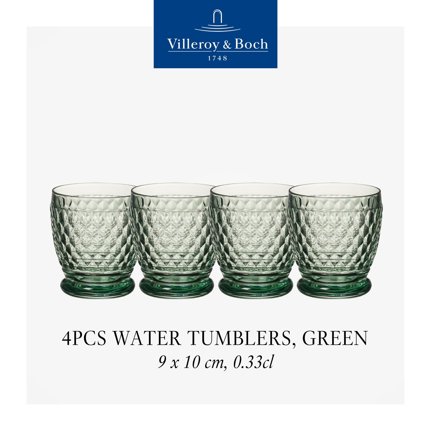 Boston  Tumbler Green, Box of 4