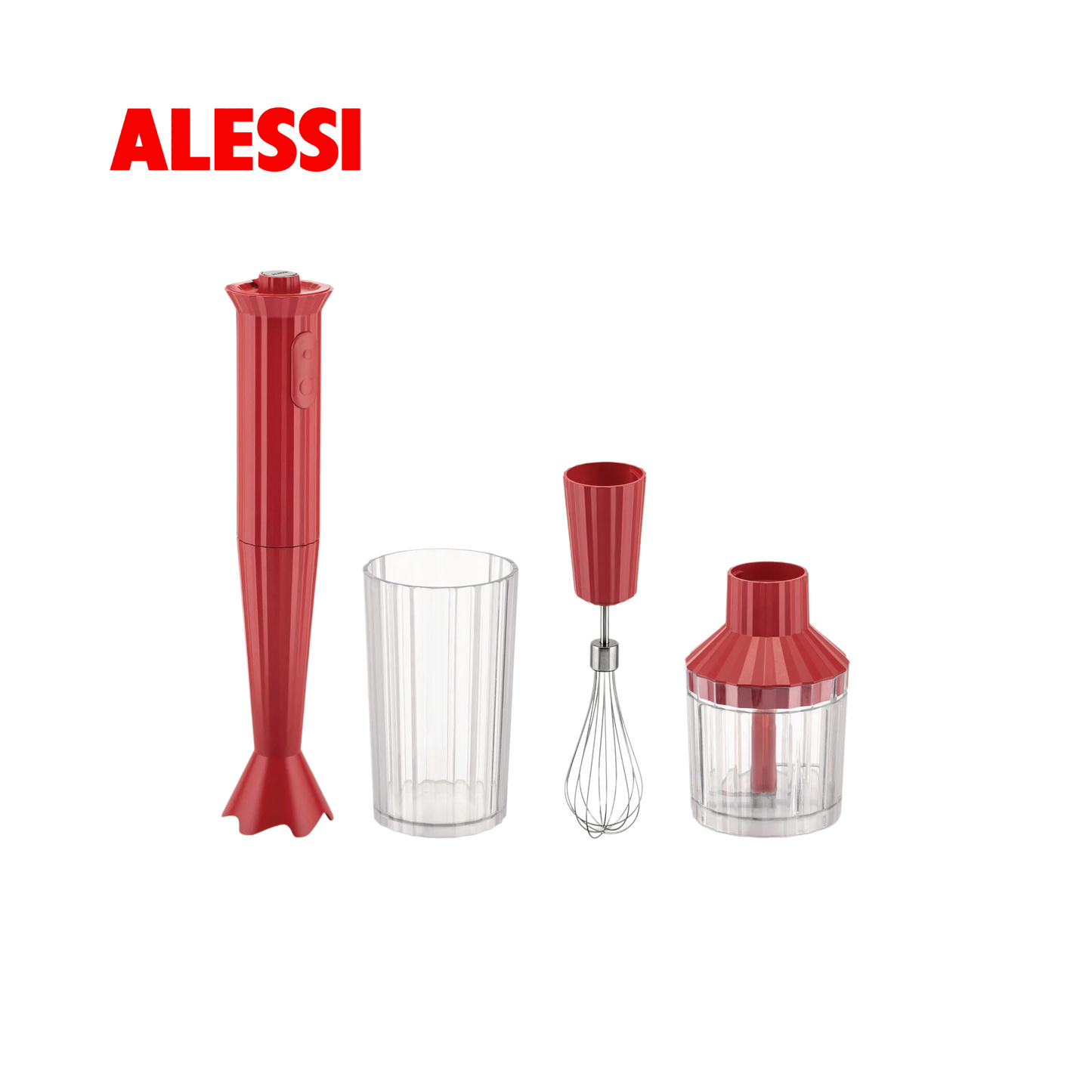 Plissé Hand Mixer Set, Red