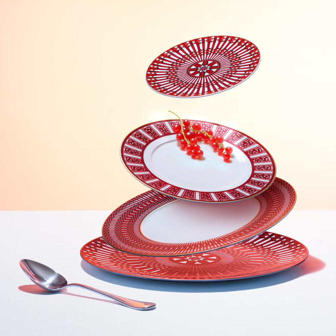 Arcadia Red Dessert Plate, Set of 2