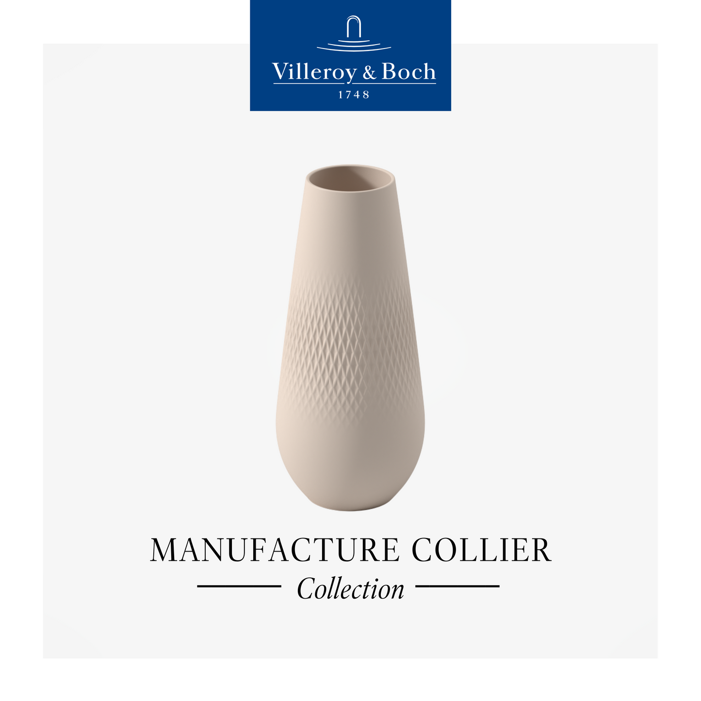 Manufacture Collier tall vase, Carré, Beige