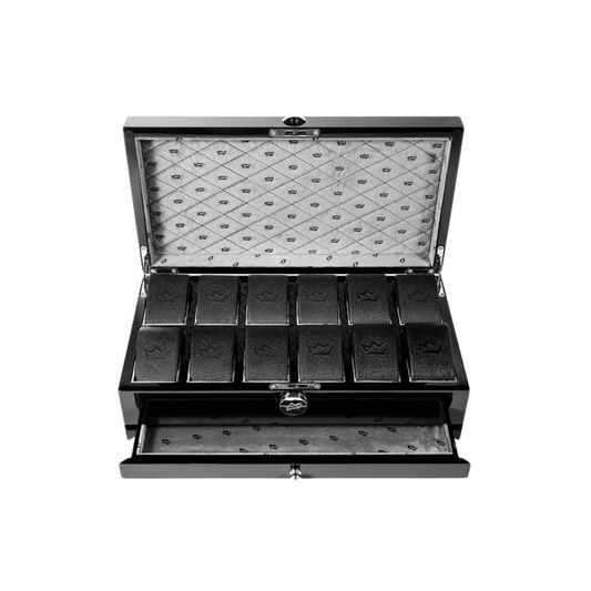 12 Piece Watch Box w/ 1 Drawer, Black