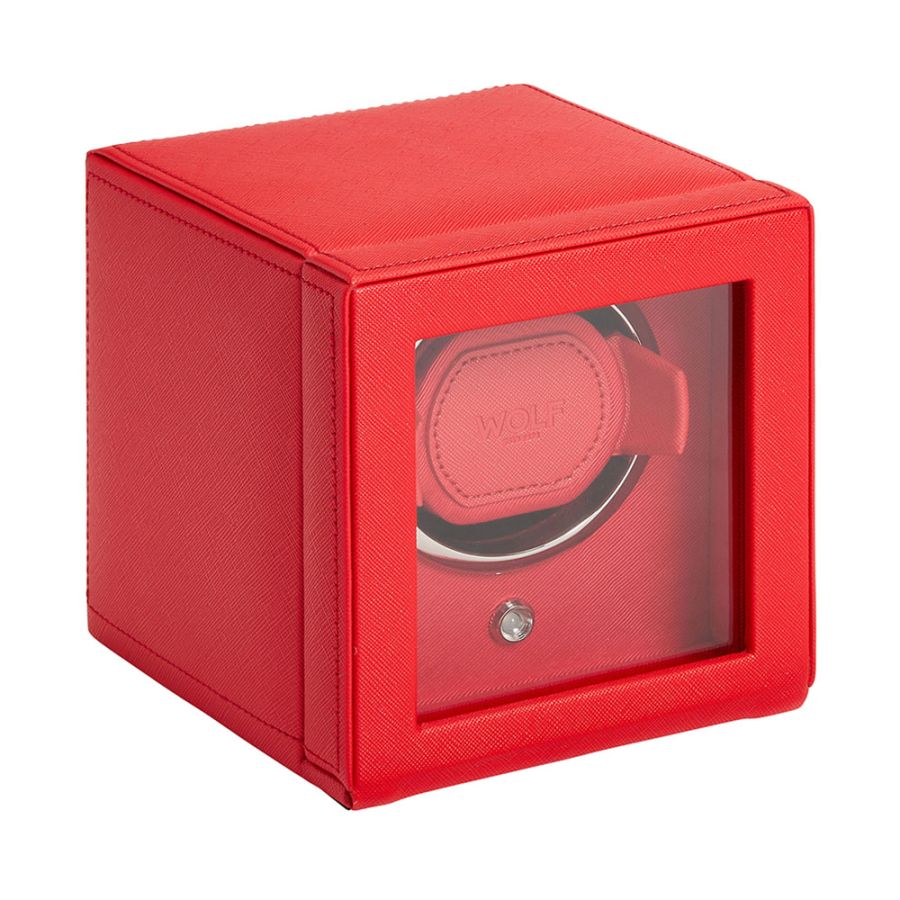 Cub Single Watch Winder With Cover, Red