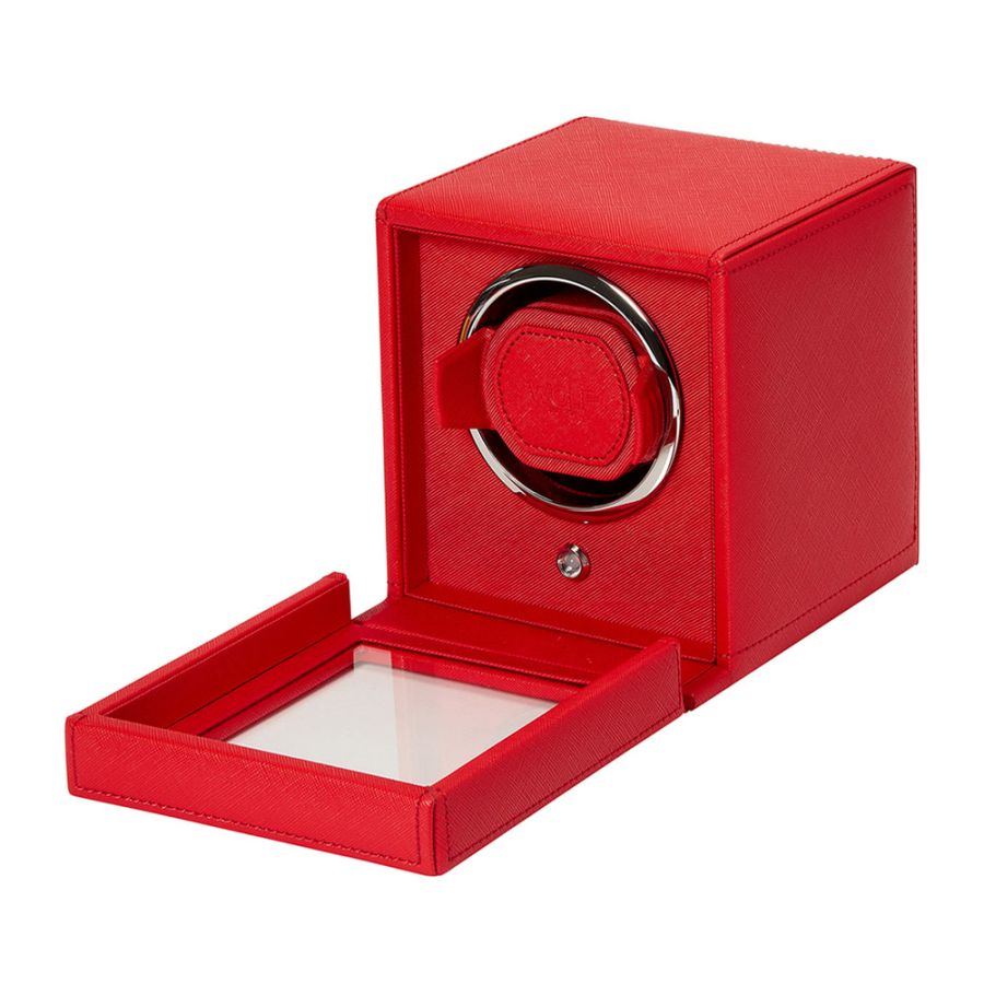 Cub Single Watch Winder With Cover, Red