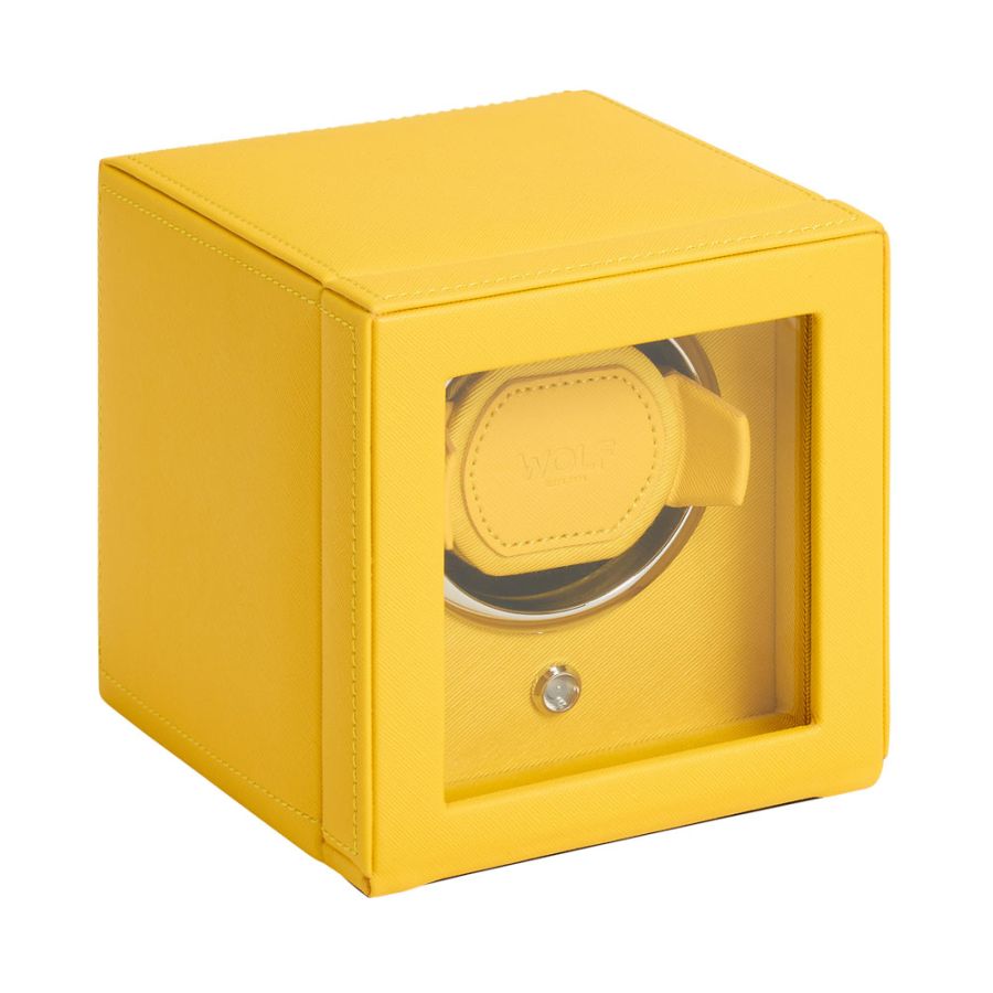 Cub Single Watch Winder With Cover, Yellow