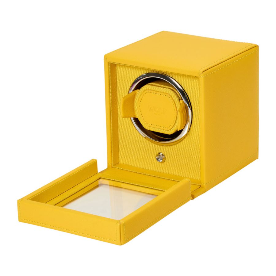 Cub Single Watch Winder With Cover, Yellow
