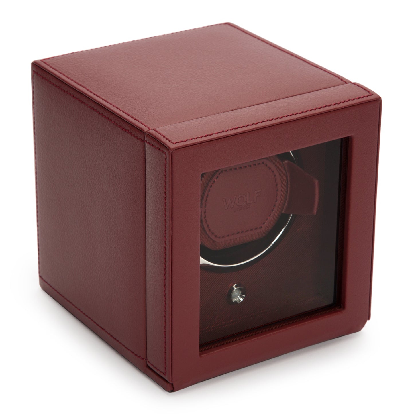 Cub Single Watch Winder with Cover, Bordeaux